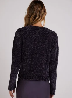 Bella Dahl Crew Neck Chenille Sweater - Galaxy Smoke- Sweaters