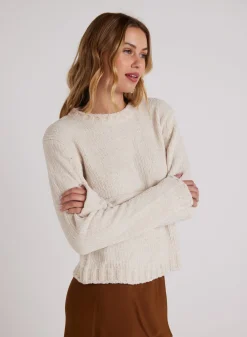 Bella Dahl Crew Neck Chenille Sweater- Opal Ivory- Seasonal Essentials