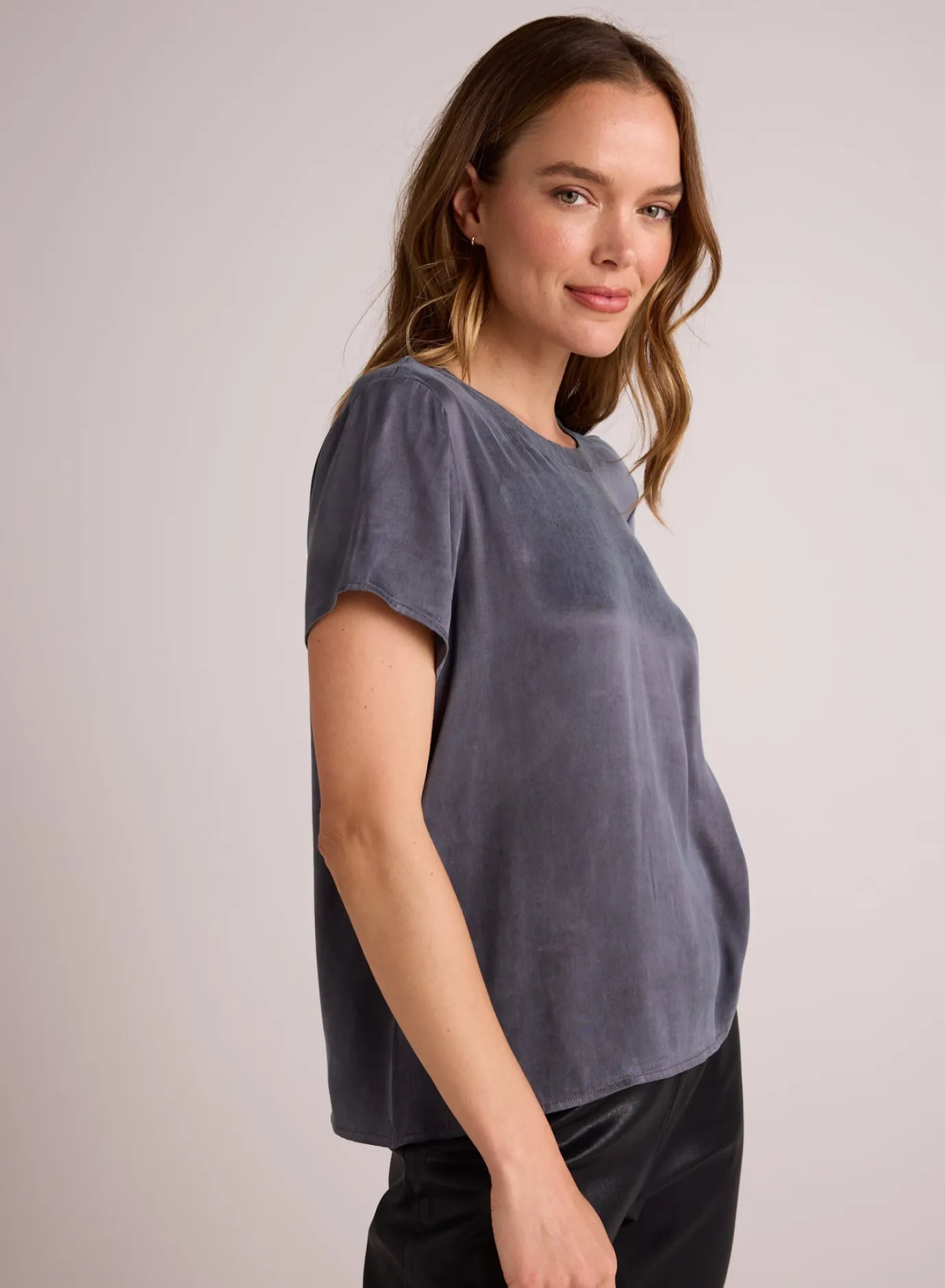 Bella Dahl Crew Neck Tee - Slate Stone- Short Sleeve