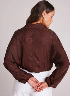 Bella Dahl Drawcord Waist Shirt - Café Noir- Button Down