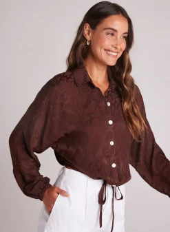Bella Dahl Drawcord Waist Shirt - Café Noir- Long Sleeve