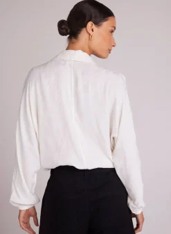 Bella Dahl Drawcord Waist Shirt - Off White- Long Sleeve