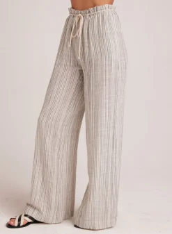 Bella Dahl Drawcord Wide Leg Pant - Eze Slub Stripe- Pants