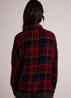 Bella Dahl Drop Shoulder Pullover - Winter Berry Plaid- Long Sleeve