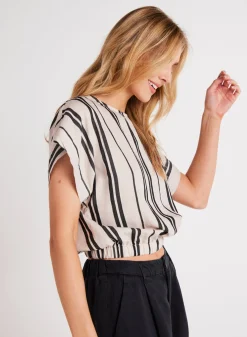 Bella Dahl Elastic Waist Blouse - Soft Ecru- Short Sleeve