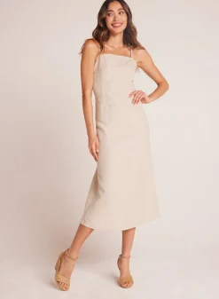 Bella Dahl Fitted Cami Midi Dress - Linen Sand- Long Dresses