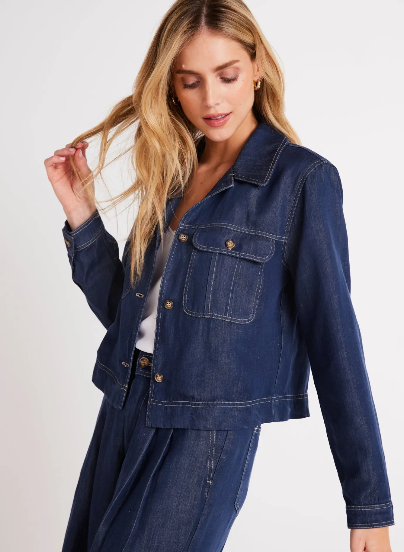 Bella Dahl Flap Pocket Utility Jacket - Dark Denim- Outerwear