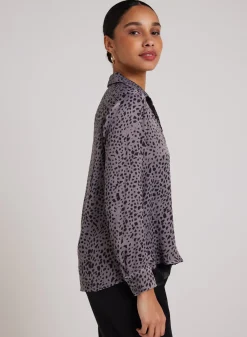 Bella Dahl Flowy Hem Button Down - Onyx Steel- Long Sleeve