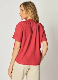 Bella Dahl Flowy Short Sleeve Pullover - Riviera Red- Short Sleeve