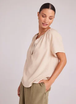 Bella Dahl Flowy Short Sleeve Pullover - Summer Khaki- Short Sleeve