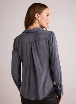 Bella Dahl Flowy Wide Collar Button Down - Slate Stone- Button Down