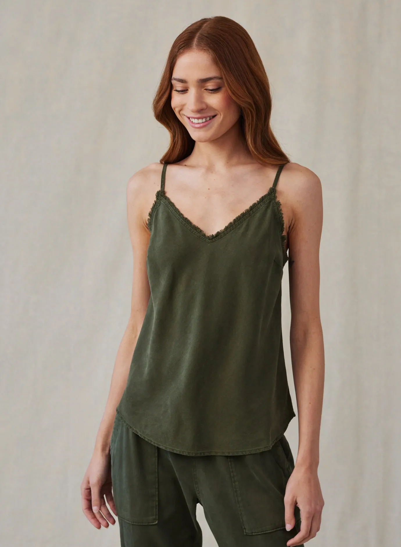 Bella Dahl Frayed Cami - Italian Herb- Sleeveless