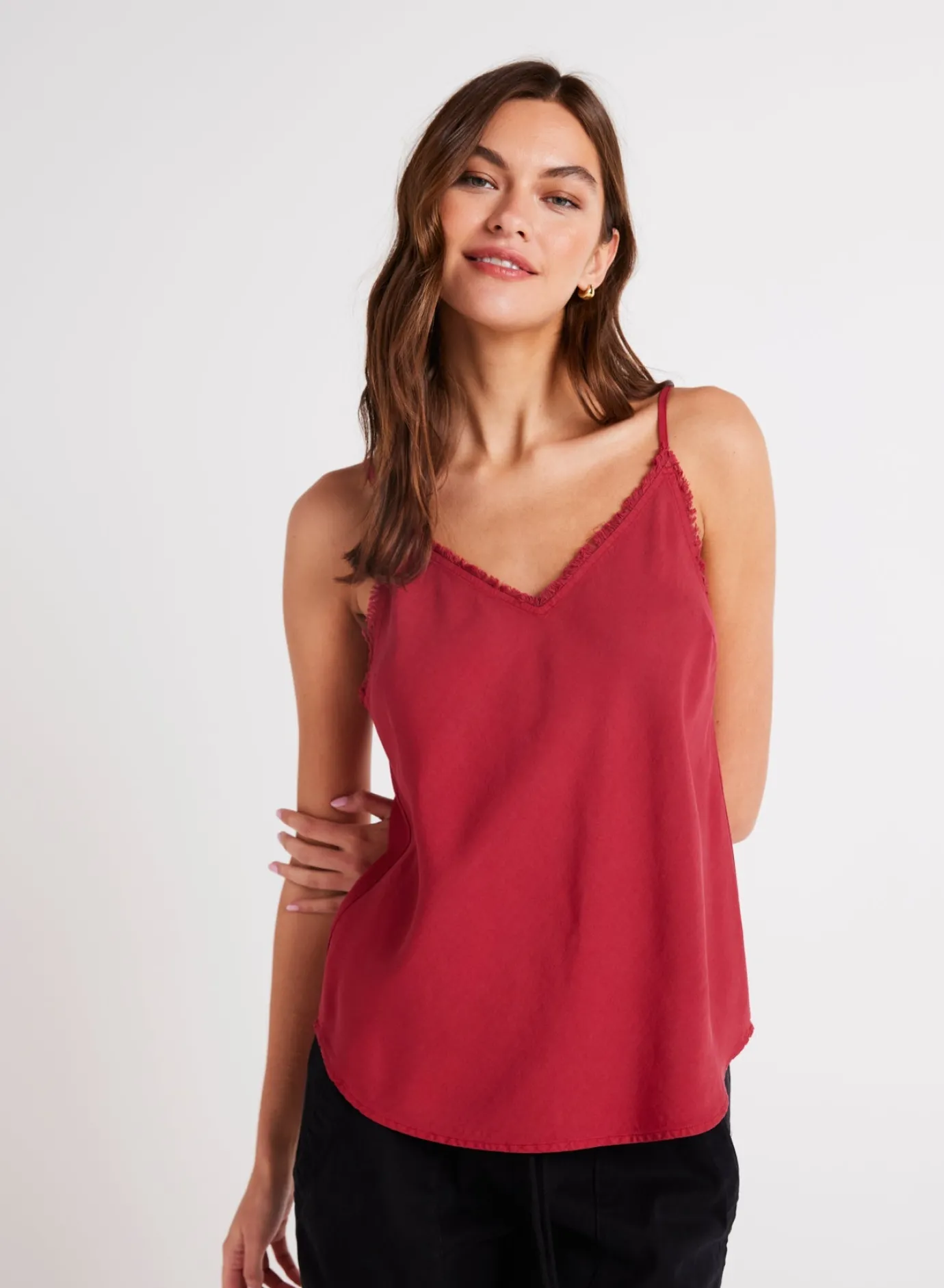 Bella Dahl Frayed Cami - Ruby Red- Sleeveless
