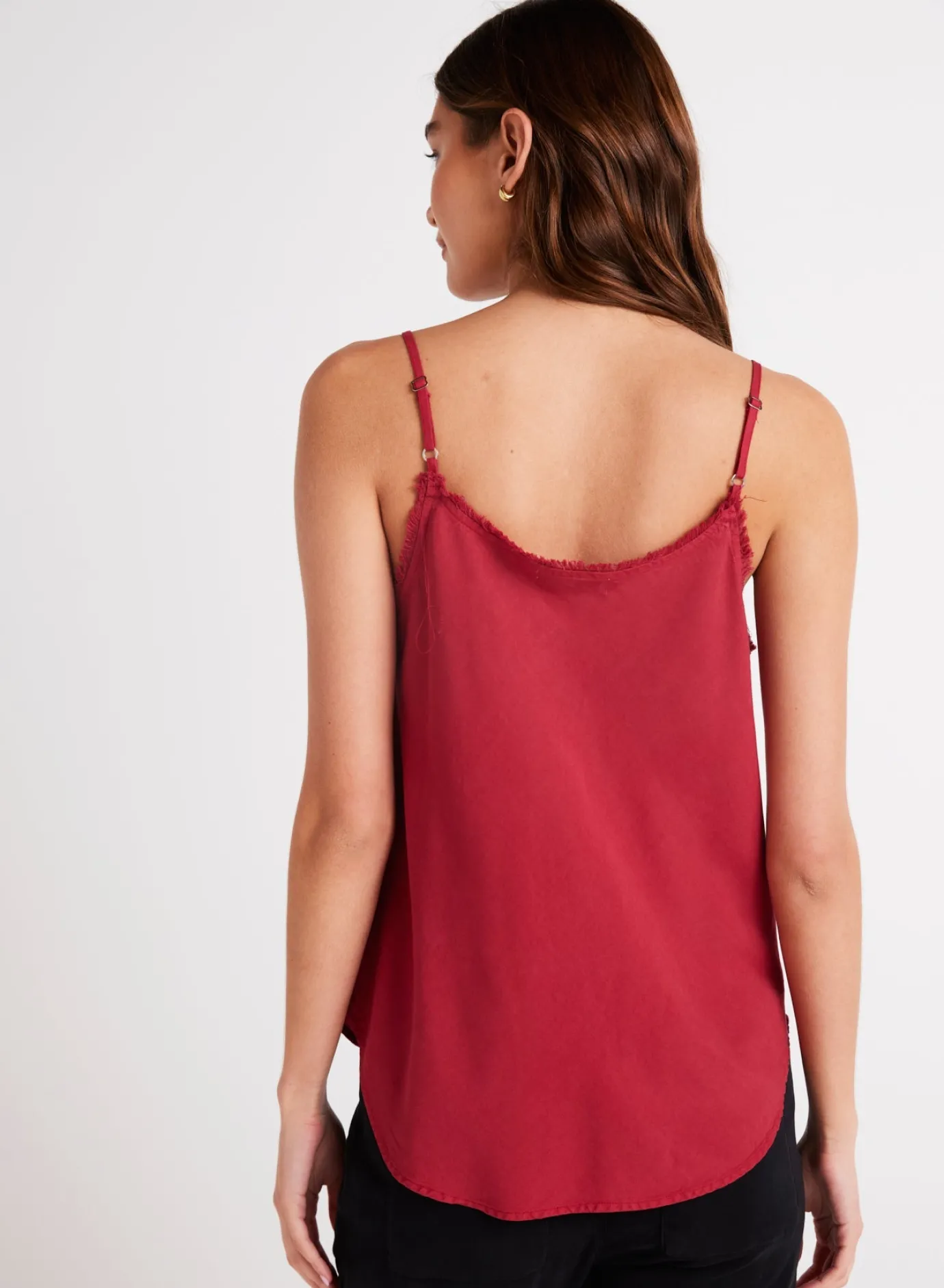 Bella Dahl Frayed Cami - Ruby Red- Sleeveless