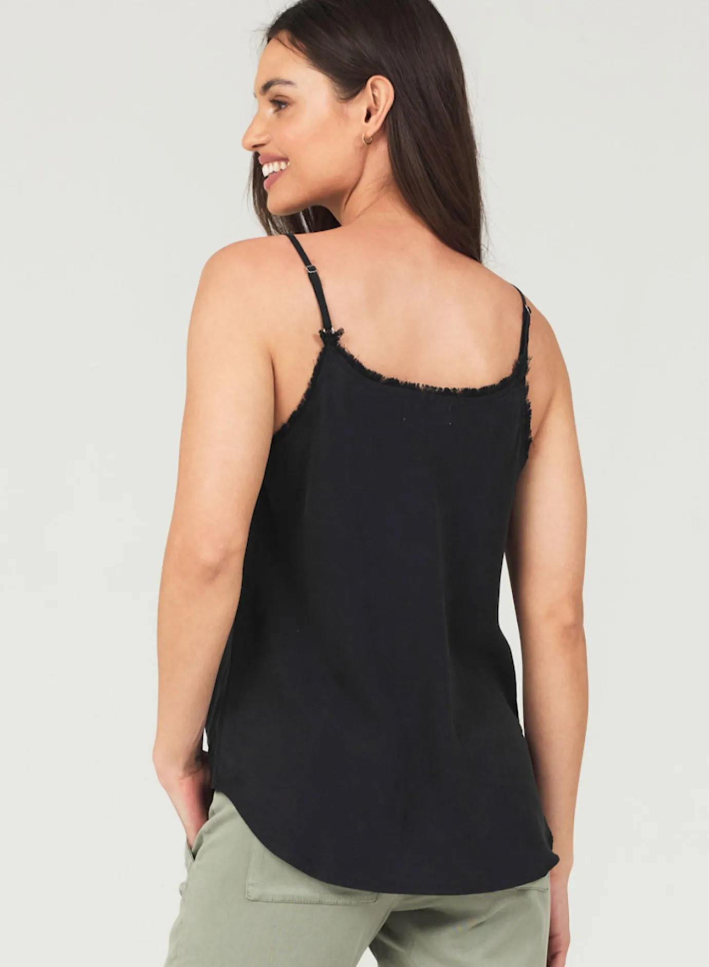 Bella Dahl Frayed Tencel Cami - Vintage Black- Essentials Tops