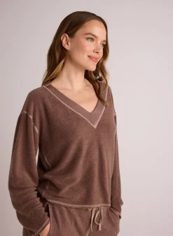 Bella Dahl French Terry Bell Sleeve V-Neck Pullover - Mocha Mist- Long Sleeve