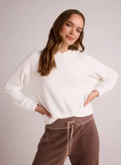 Bella Dahl French Terry Raglan Hoodie Sweatshirt - Winter White- Sweaters