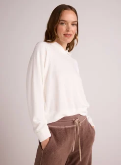 Bella Dahl French Terry Raglan Hoodie Sweatshirt - Winter White- Sweaters