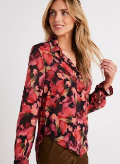 Bella Dahl Full Button Down Hipster Shirt - Autumn Bloom Print- Button Down