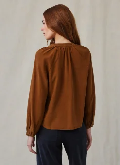Bella Dahl Full Sleeve Raglan Button Down - Twilight Gold- Long Sleeve