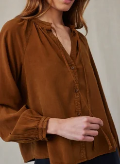 Bella Dahl Full Sleeve Raglan Button Down - Twilight Gold- Seasonal Essentials