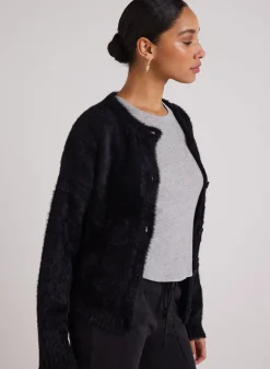 Bella Dahl Fuzzy Crew Neck Cardigan - - Sweaters