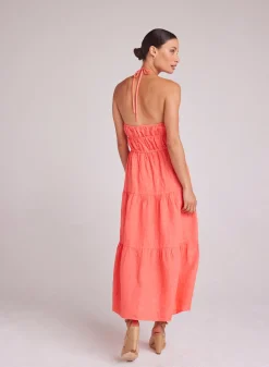 Bella Dahl Gathered Halter Midi Dress - Hibiscus Bloom- Long Dresses