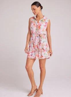 Bella Dahl Gathered Ruffle Shirt Dress - Ipanema Floral Print- Short Dresses