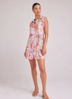 Bella Dahl Gathered Ruffle Shirt Dress - Ipanema Floral Print- Short Dresses