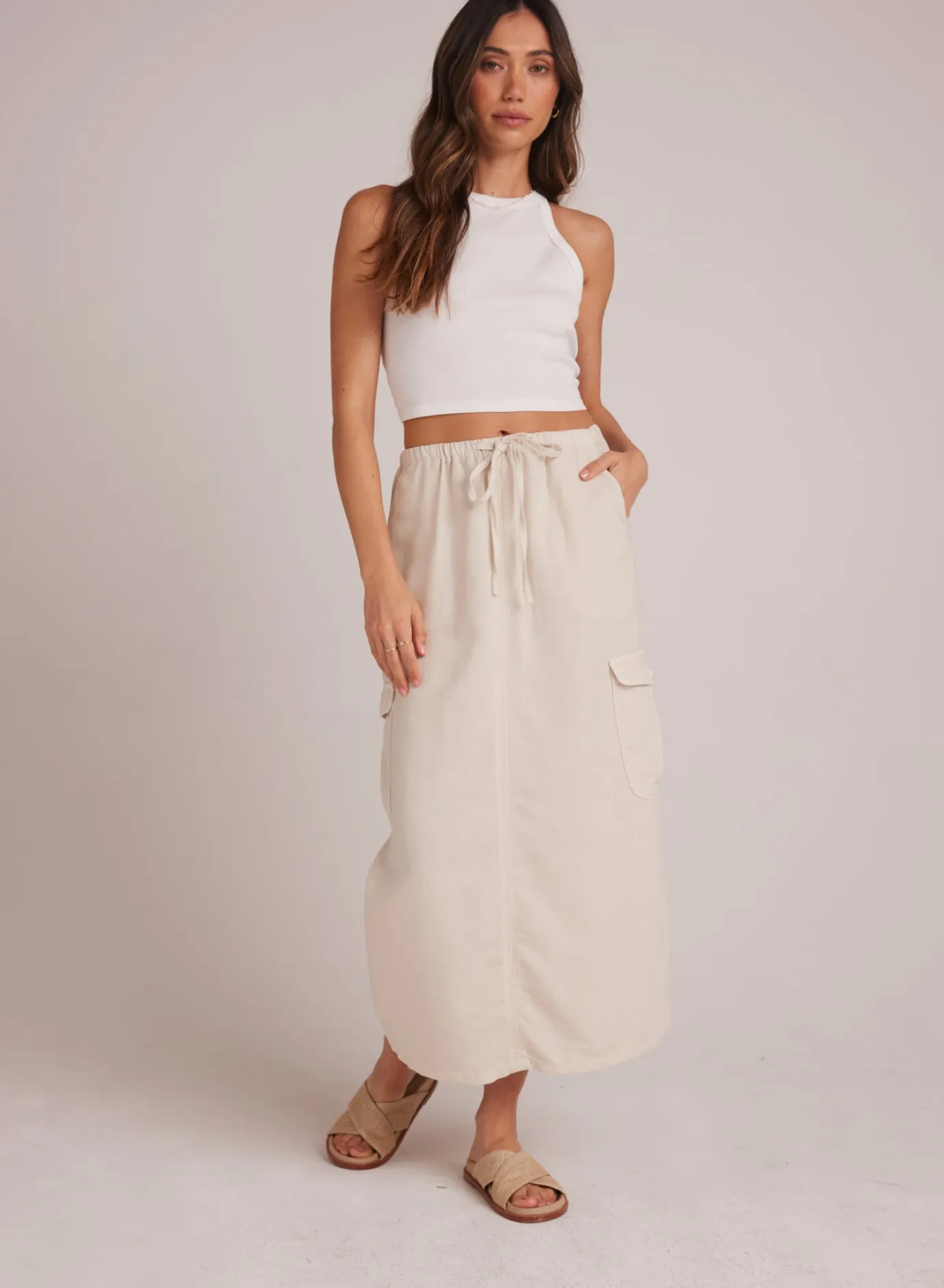 Bella Dahl Goldie Bellow Pocket Cargo Skirt - Seashell Sand- Skirts