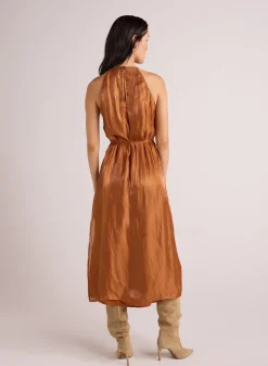 Bella Dahl Halter Neck Slip Dress - Ember Glow Shimmer- Long Dresses