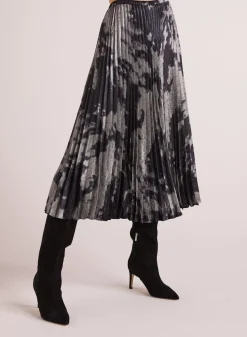 Bella Dahl Hand Pleated Midi Skirt - Silver Dye Print- Skirts