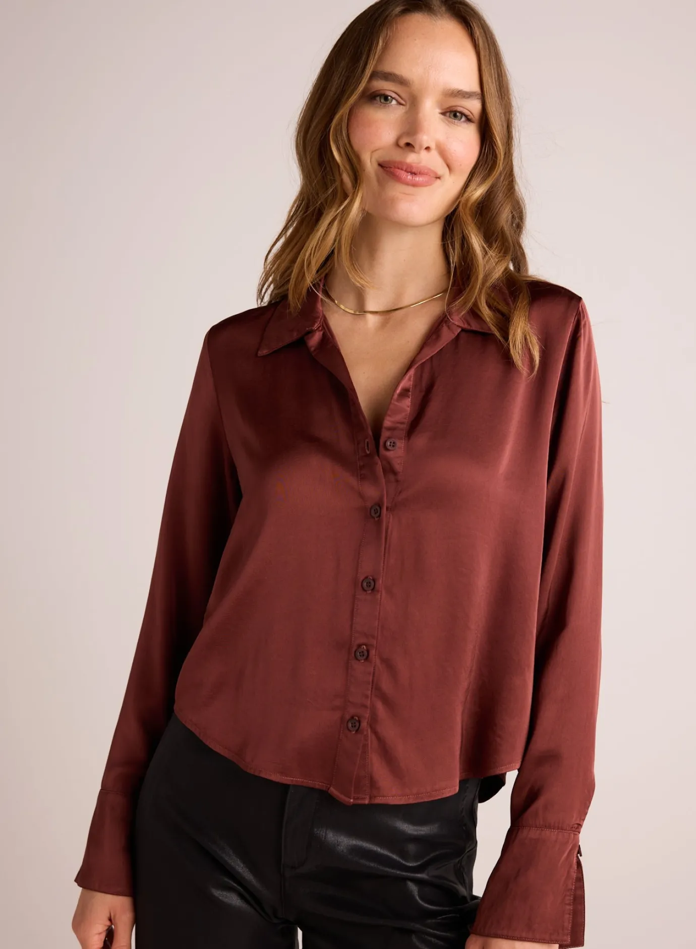Bella Dahl High Low Hem Shirt - Brandy Wine- Button Down