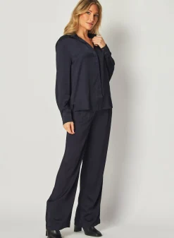 Bella Dahl High Low Hem Shirt - Navy Eclipse- Long Sleeve