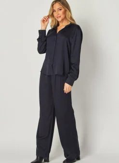 Bella Dahl High Low Hem Shirt - Navy Eclipse- Long Sleeve
