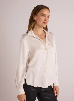 Bella Dahl High Low Hem Shirt - Winter White- Long Sleeve