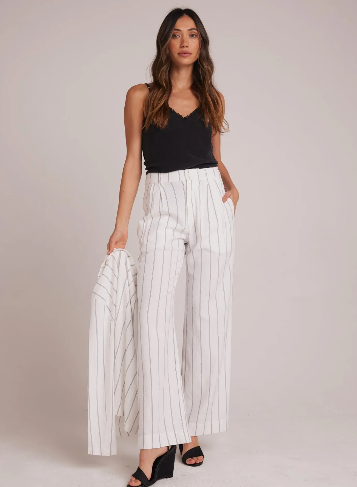 Bella Dahl Kate Pleated Pant with Elastic Back - Mala Beach Stripe- Pants
