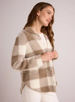 Bella Dahl Knitted Fuzzy Shacket - Ivory & Fawn- Outerwear