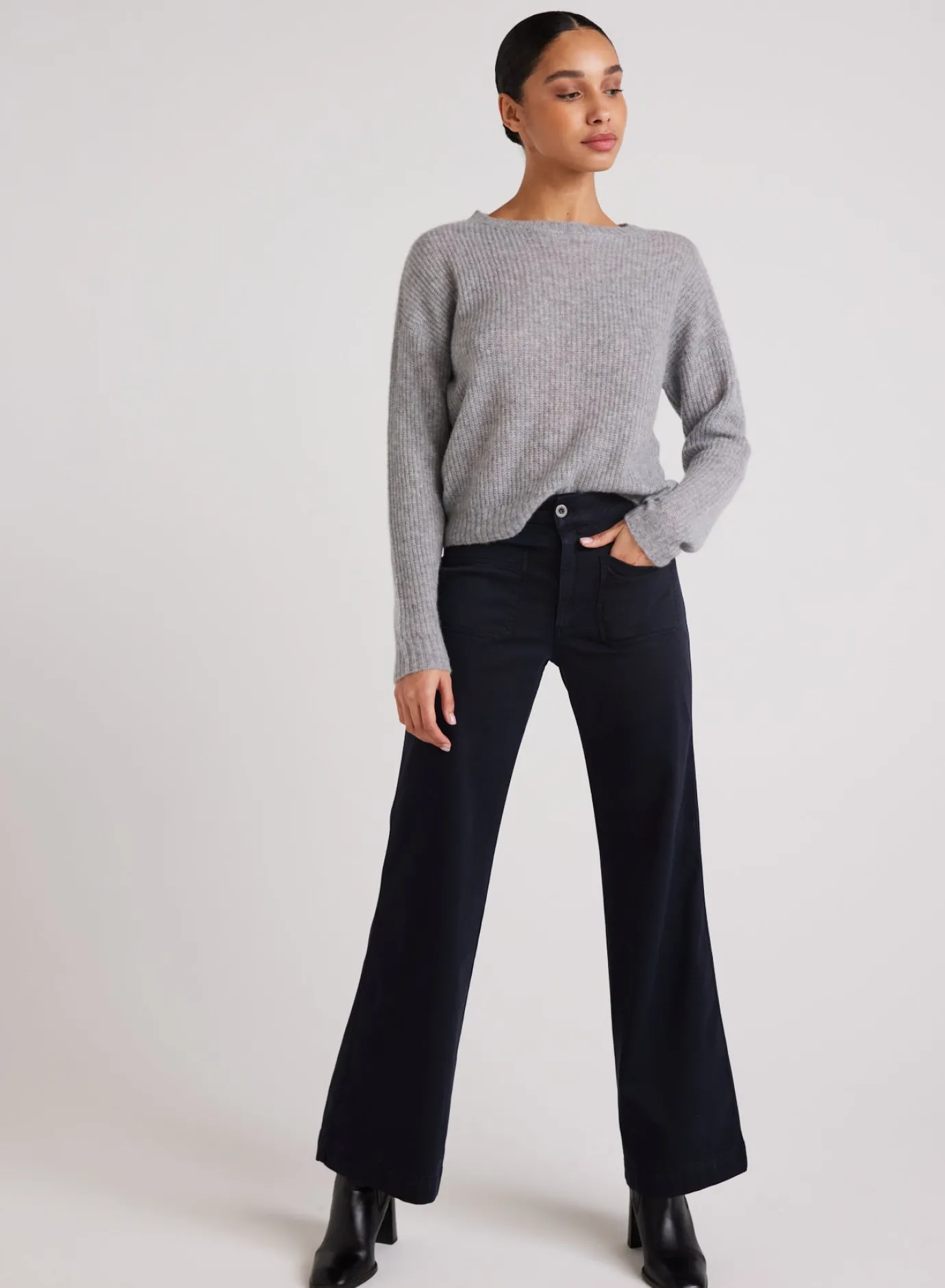 Bella Dahl Lola Two Pocket Wide Leg - Soft Black- Pants