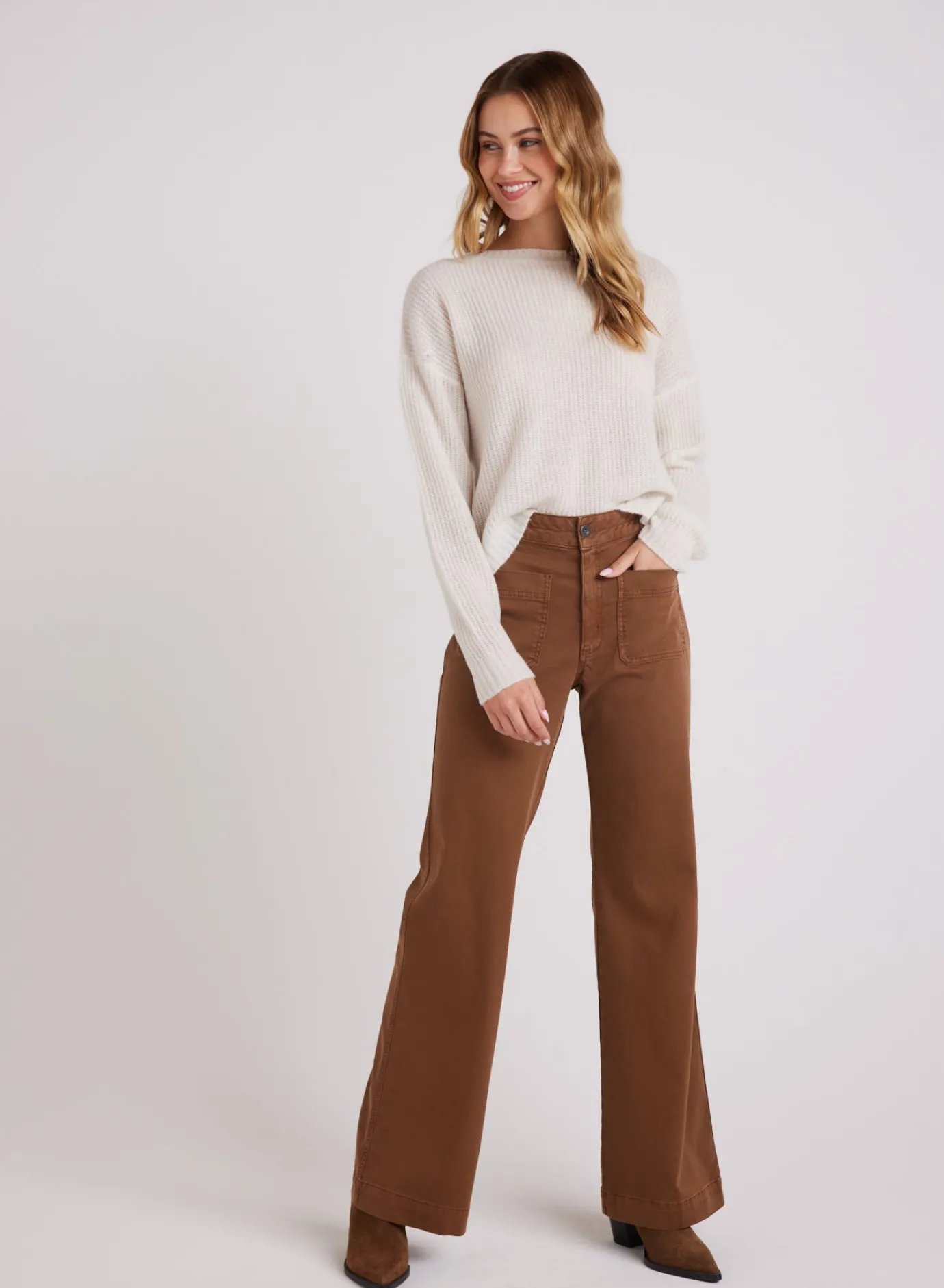 Bella Dahl Lola Two Pocket Wide Leg - Spiced Brown- Pants