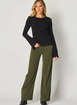 Bella Dahl Long Bell Sleeve Rib Crew Tee - - Long Sleeve