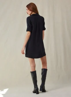 Bella Dahl Long Sleeve A-Line Shirt Dress - Vintage Black- Essentials Dresses