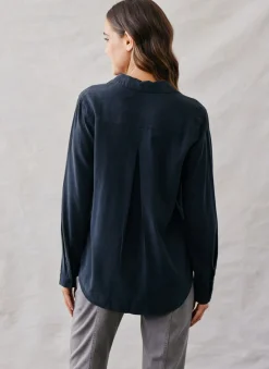 Bella Dahl Long Sleeve Classic Button Down - Vintage Black- Essentials Tops
