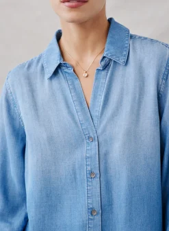Bella Dahl Long Sleeve Classic Button Down - Medium Ombre Wash- Essentials Tops