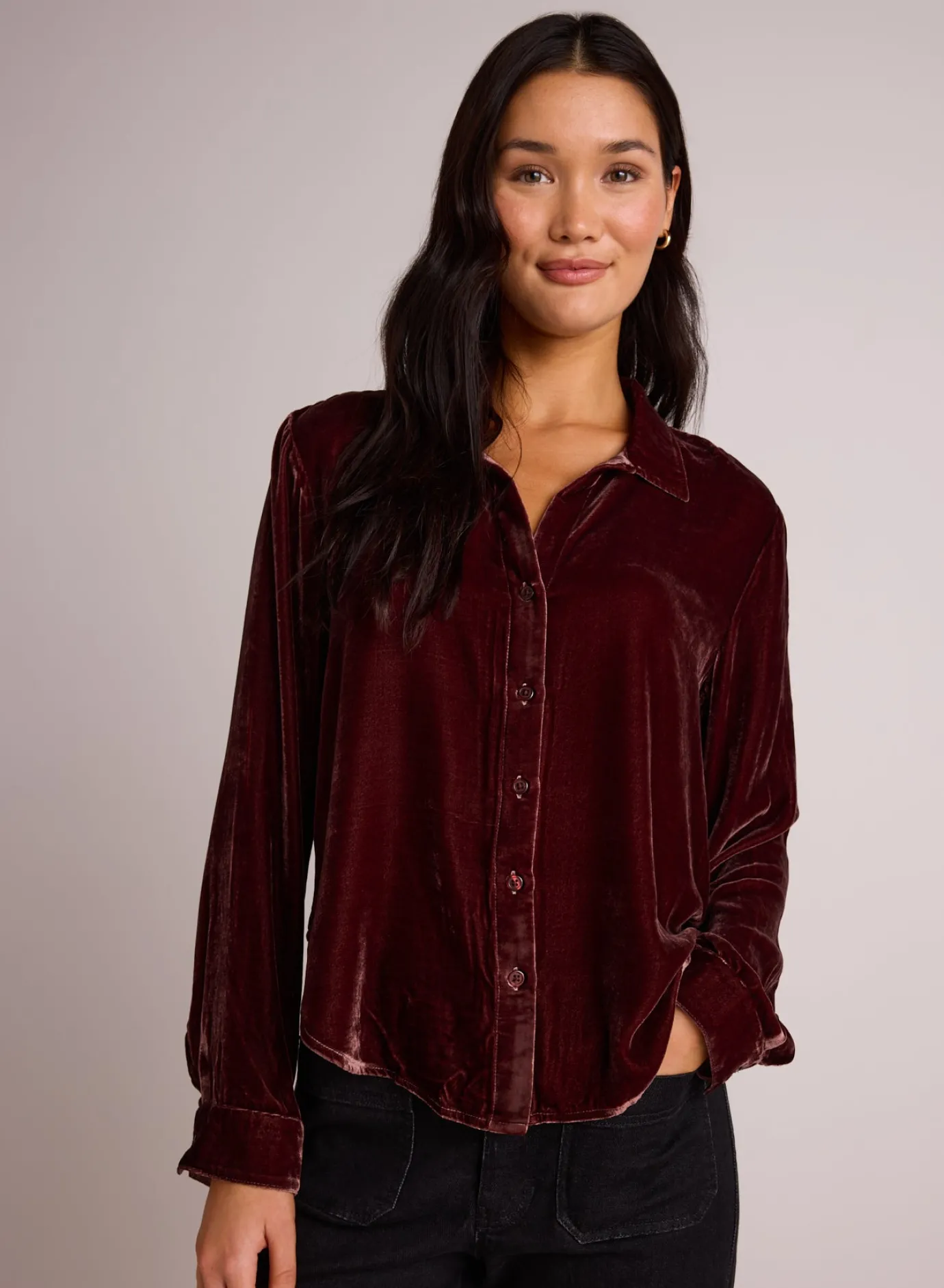 Bella Dahl Long Sleeve Clean Shirt - Winter Rouge- Button Down