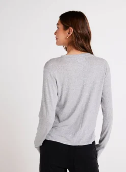 Bella Dahl Long Sleeve Crew Neck Tee - Heather Ash- Seasonal Essentials