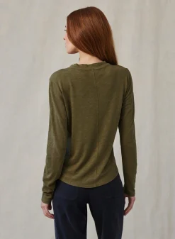 Bella Dahl Long Sleeve Crew Tee - Italian Herb- Essentials Tops