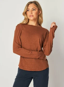 Bella Dahl Long Sleeve Crew Tee - Twilight Gold- T-Shirts