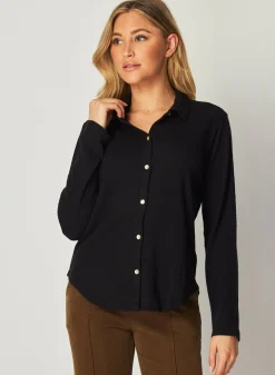 Bella Dahl Long Sleeve Knit Button Down - - Long Sleeve