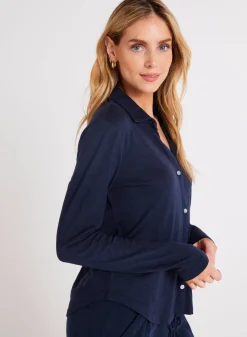 Bella Dahl Long Sleeve Knit Button Down - Endless Sea- Long Sleeve